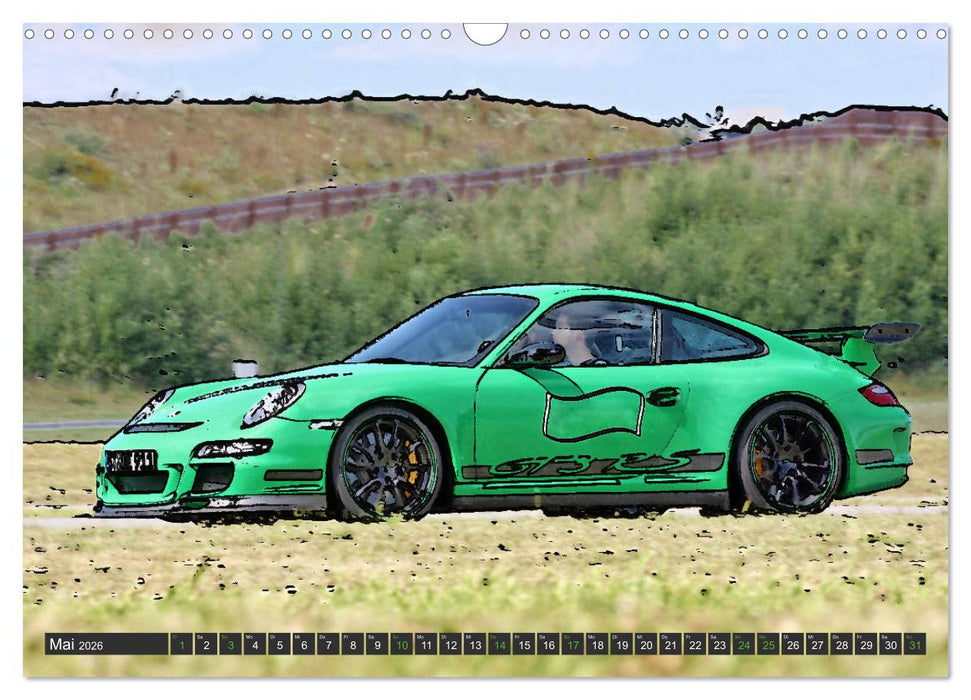 Sportwagen in knalligem Graffiti Style (CALVENDO Wandkalender 2026)