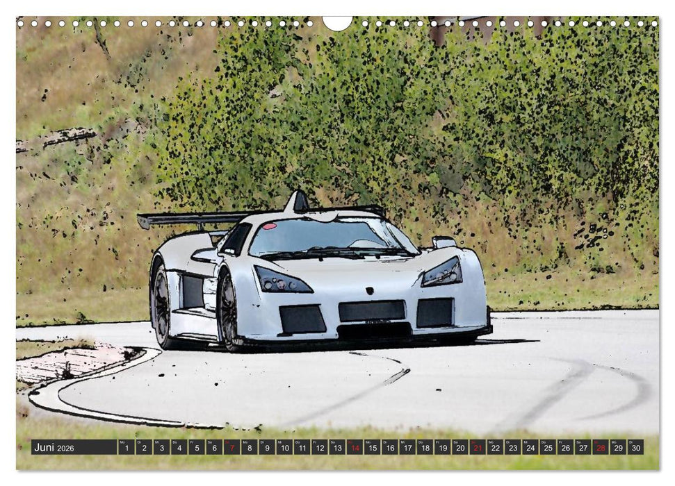 Sportwagen in knalligem Graffiti Style (CALVENDO Wandkalender 2026)