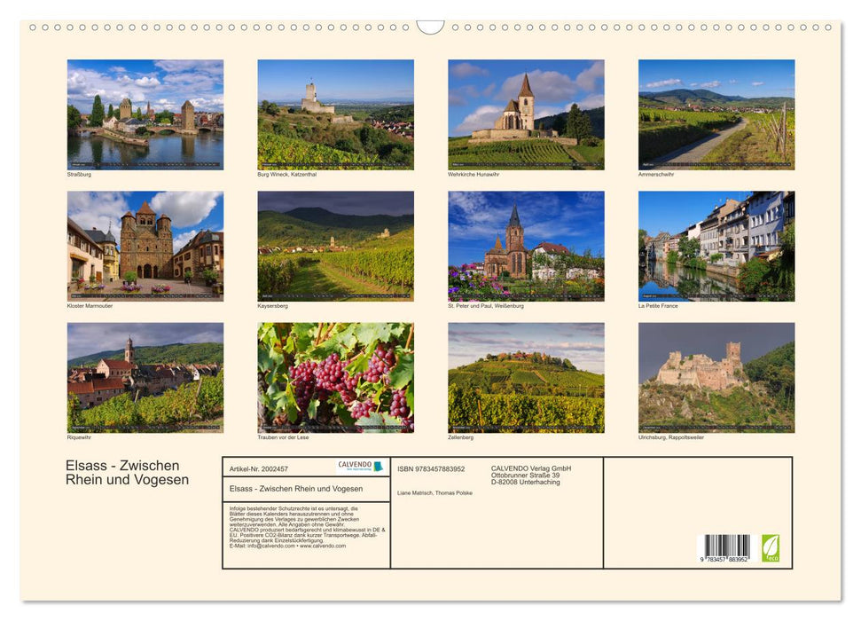 Elsass - Zwischen Rhein und Vogesen (CALVENDO Wandkalender 2026)