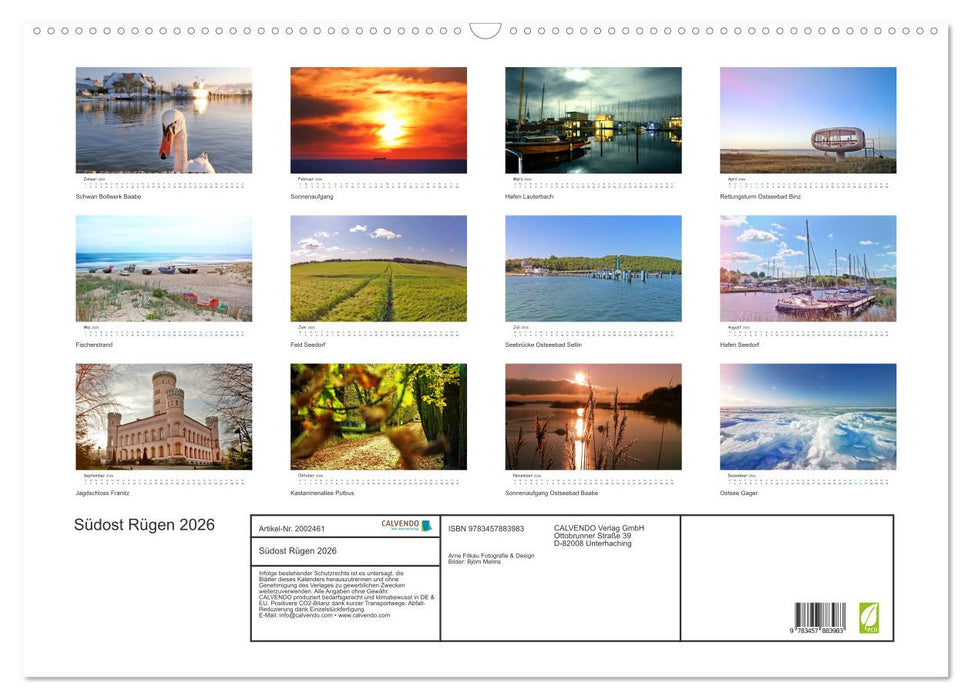 Südost Rügen 2026 (CALVENDO Wandkalender 2026)