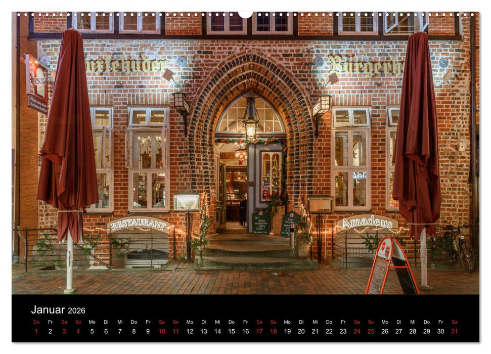 Buxtehude bei Nacht (CALVENDO Wandkalender 2026)