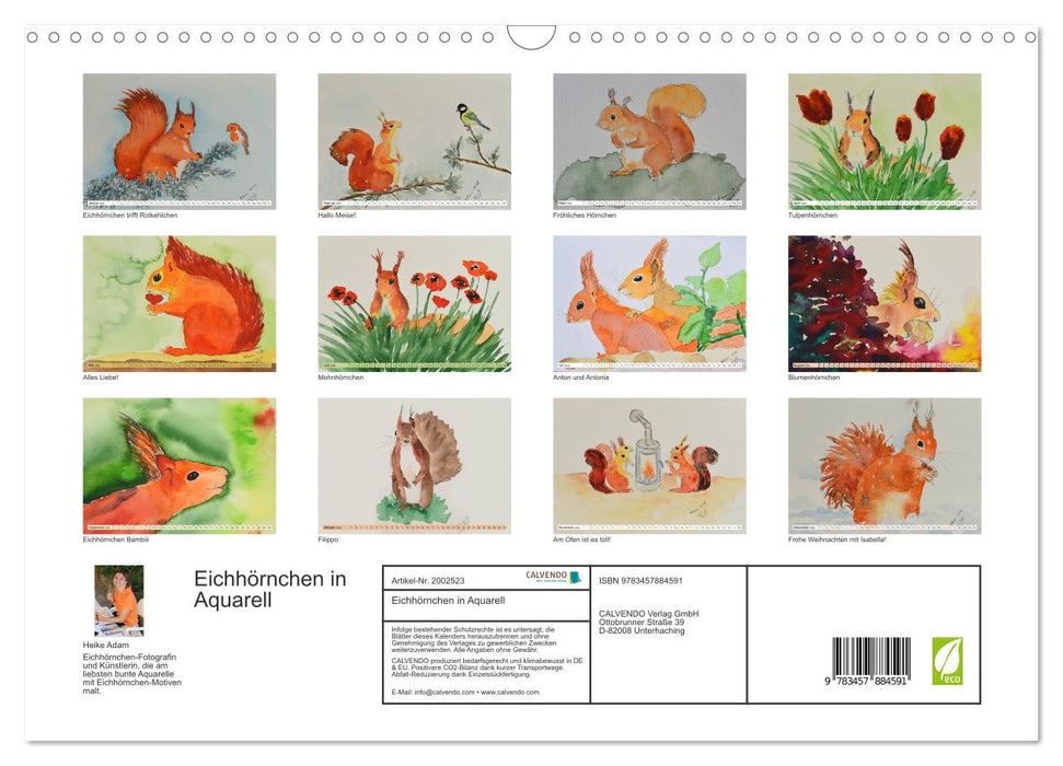 Eichhörnchen in Aquarell (CALVENDO Wandkalender 2026)