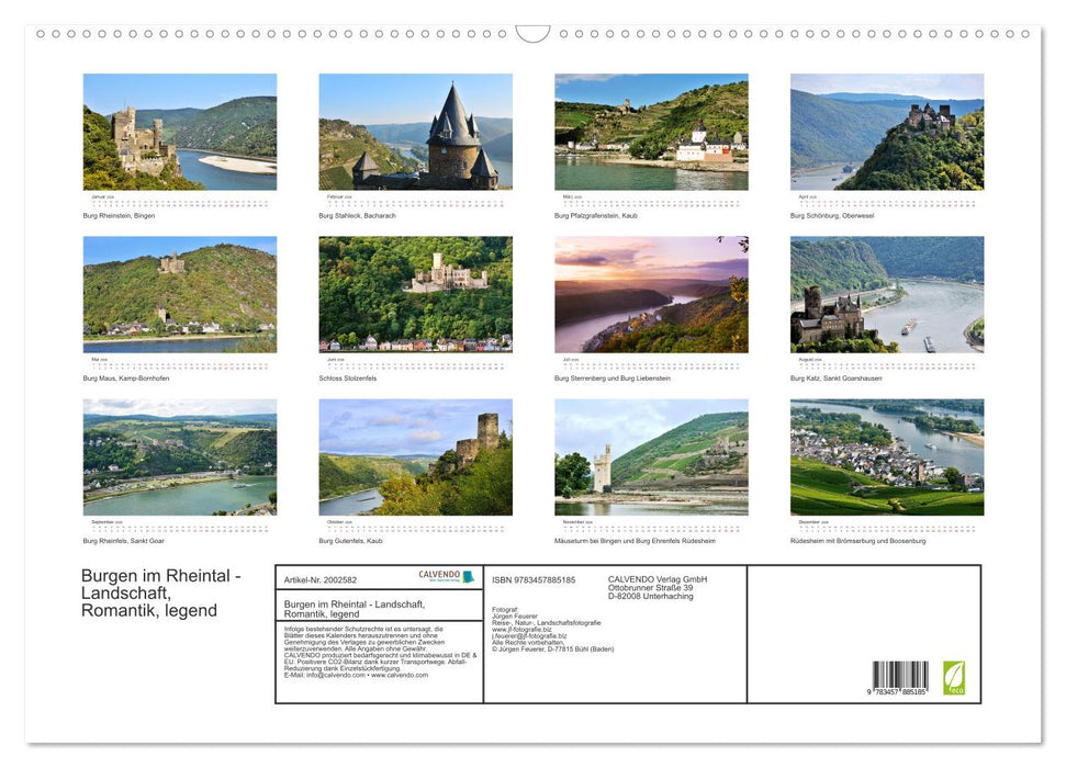 Burgen im Rheintal - Landschaft, Romantik, legend (CALVENDO Wandkalender 2026)