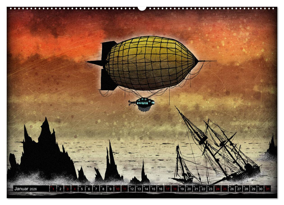 Luftschiffe über fremden Landschaften (CALVENDO Wandkalender 2026)