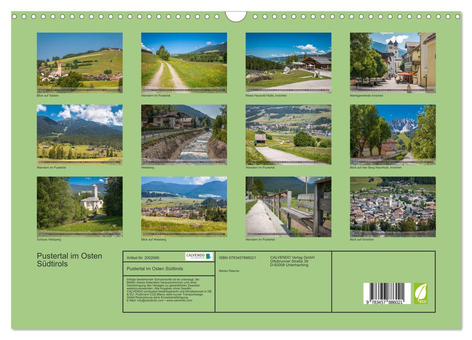 Pustertal im Osten Südtirols (CALVENDO Wandkalender 2026)