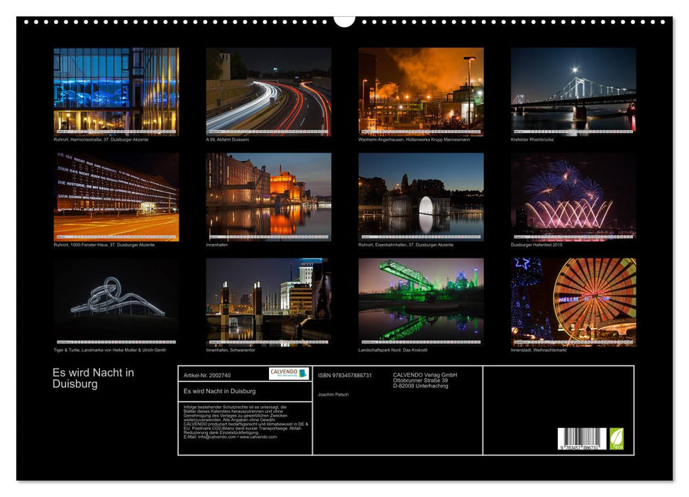 Es wird Nacht in Duisburg (CALVENDO Wandkalender 2026)