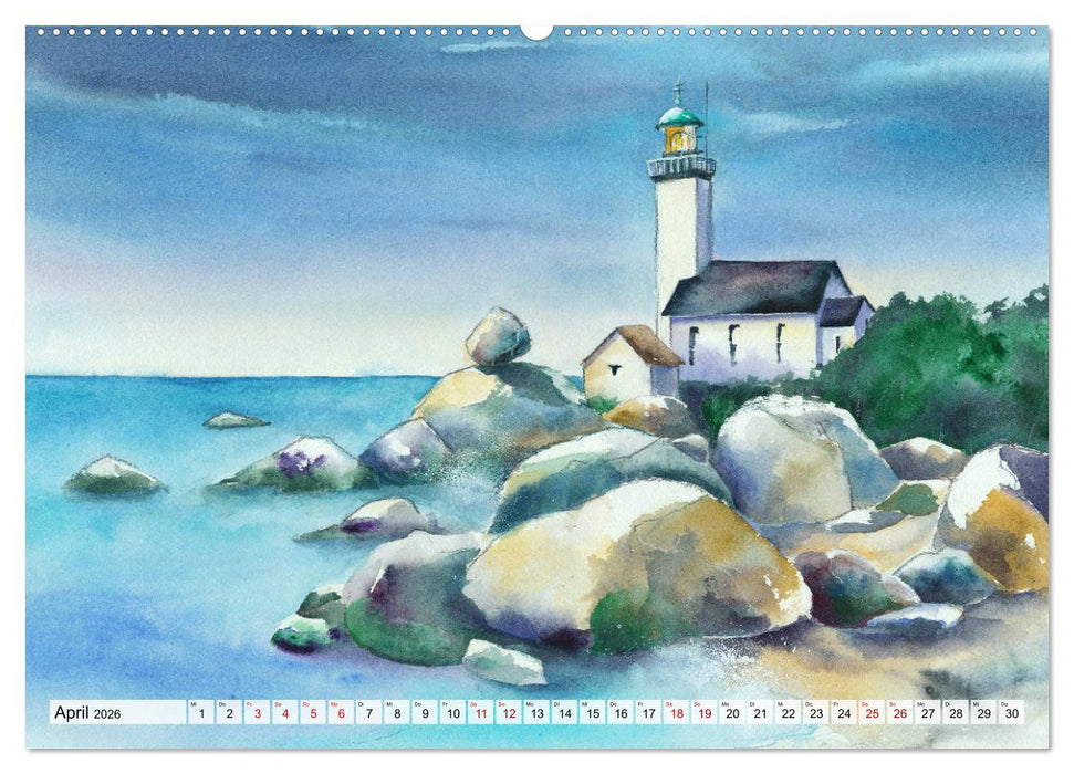 Frankreich Aquarelle (CALVENDO Wandkalender 2026)