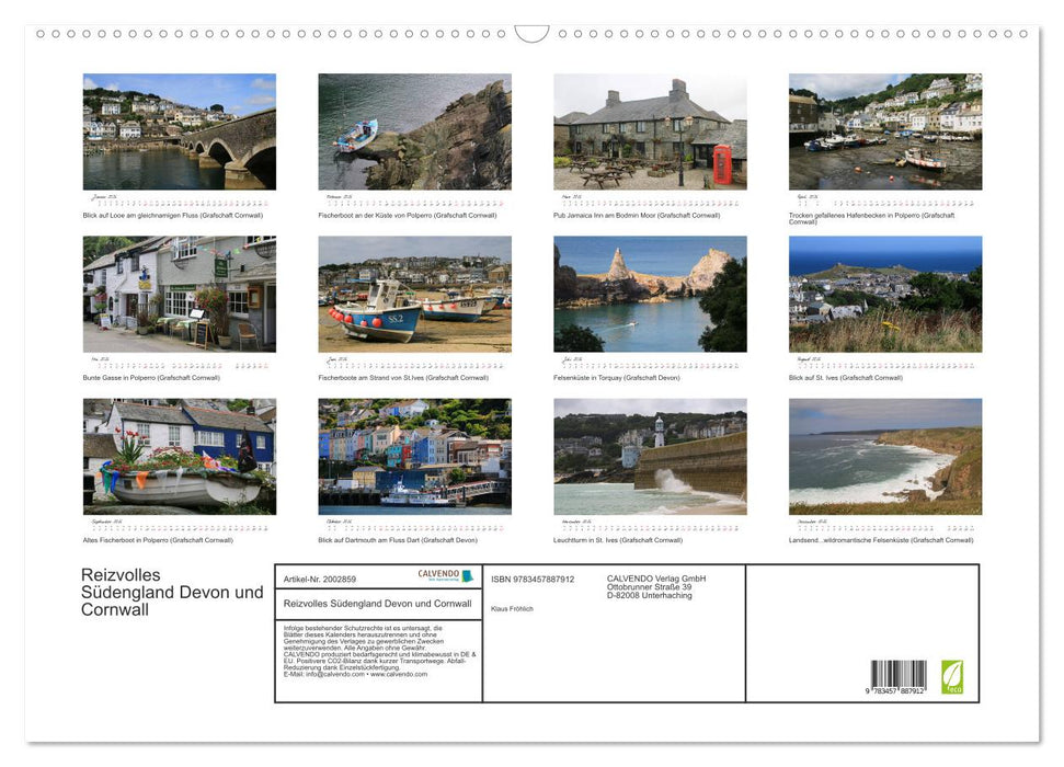 Reizvolles Südengland Devon und Cornwall (CALVENDO Wandkalender 2026)