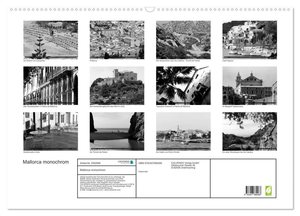 Mallorca monochrom (CALVENDO Wandkalender 2026)