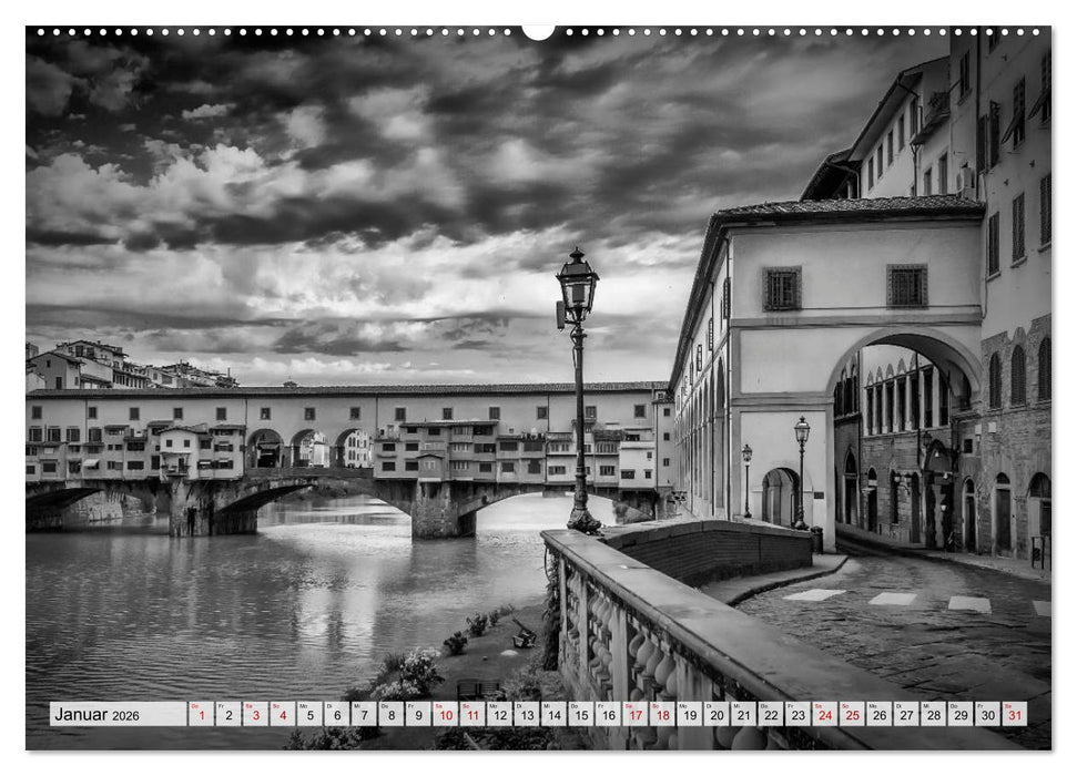 FLORENZ Monochrome Impressionen (CALVENDO Wandkalender 2026)