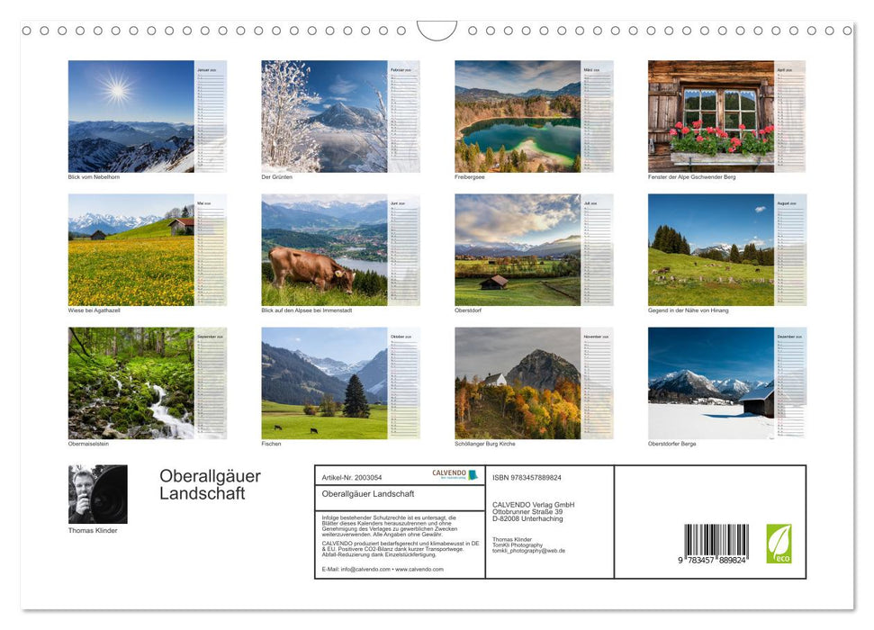 Oberallgäuer Landschaft (CALVENDO Wandkalender 2026)