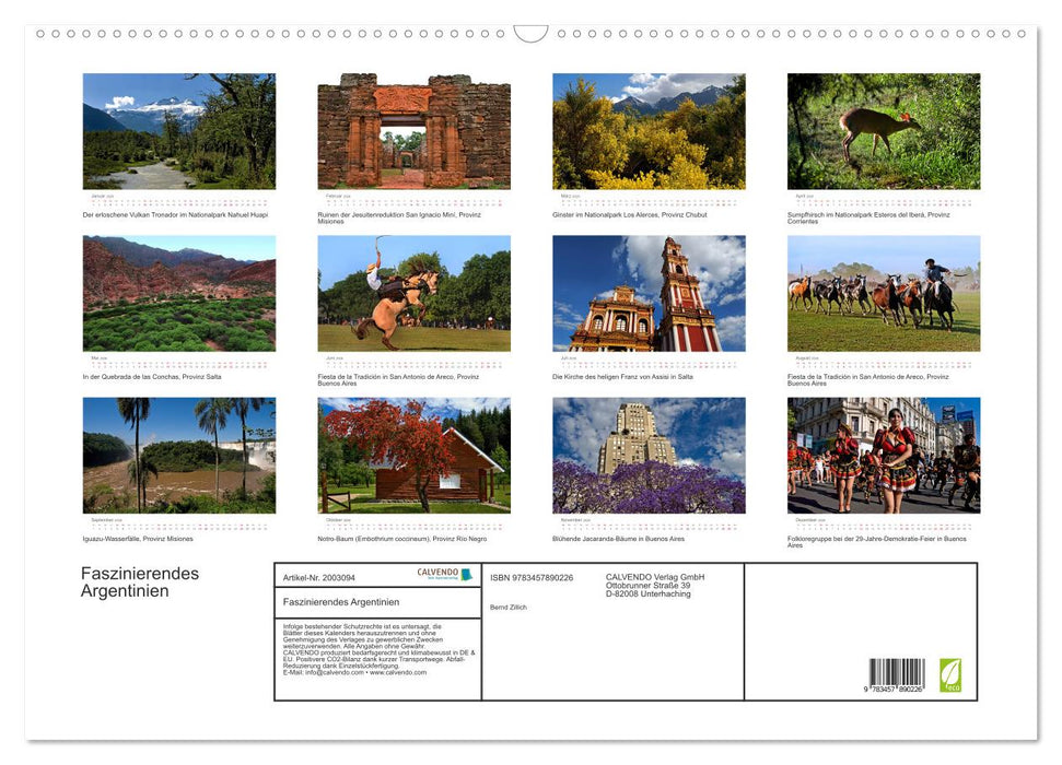 Faszinierendes Argentinien (CALVENDO Wandkalender 2026)
