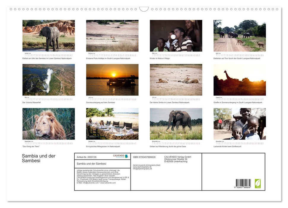 Sambia und der Sambesi (CALVENDO Wandkalender 2026)