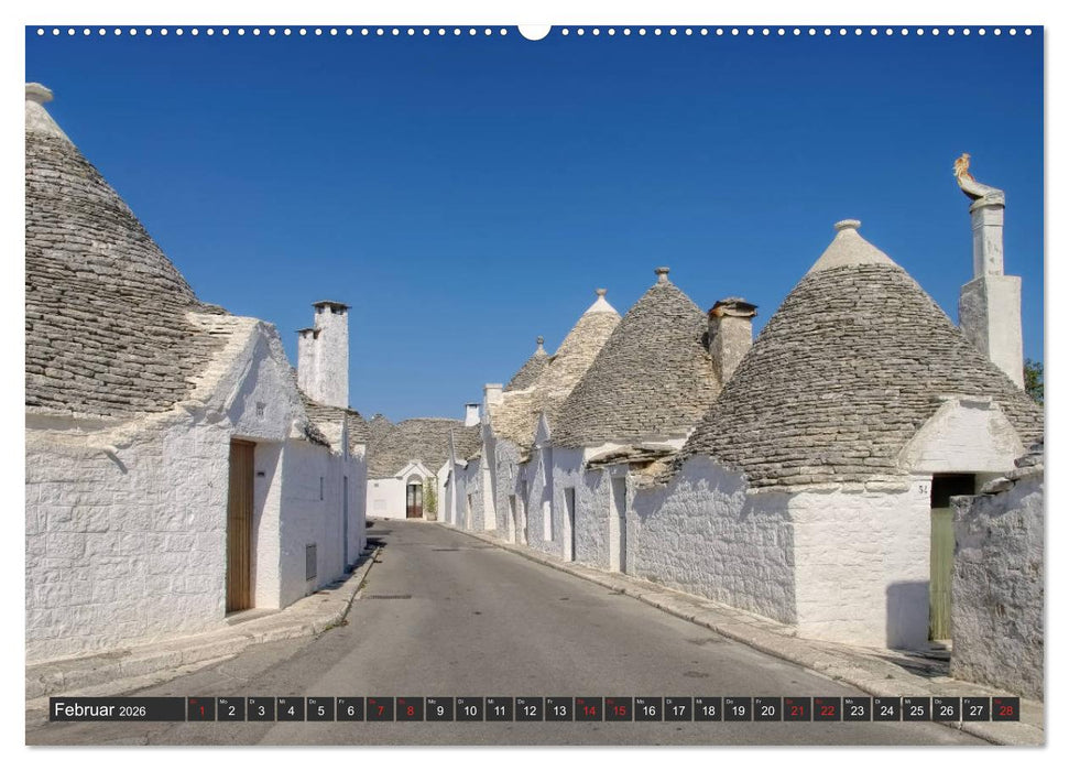 Trulli in Apulien - Einzigartige Rundhäuser im Süden Italiens (CALVENDO Wandkalender 2026)