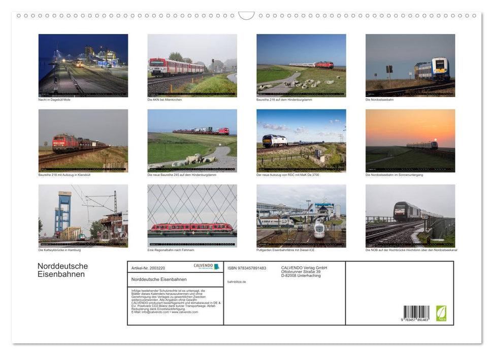 Norddeutsche Eisenbahnen (CALVENDO Wandkalender 2026)