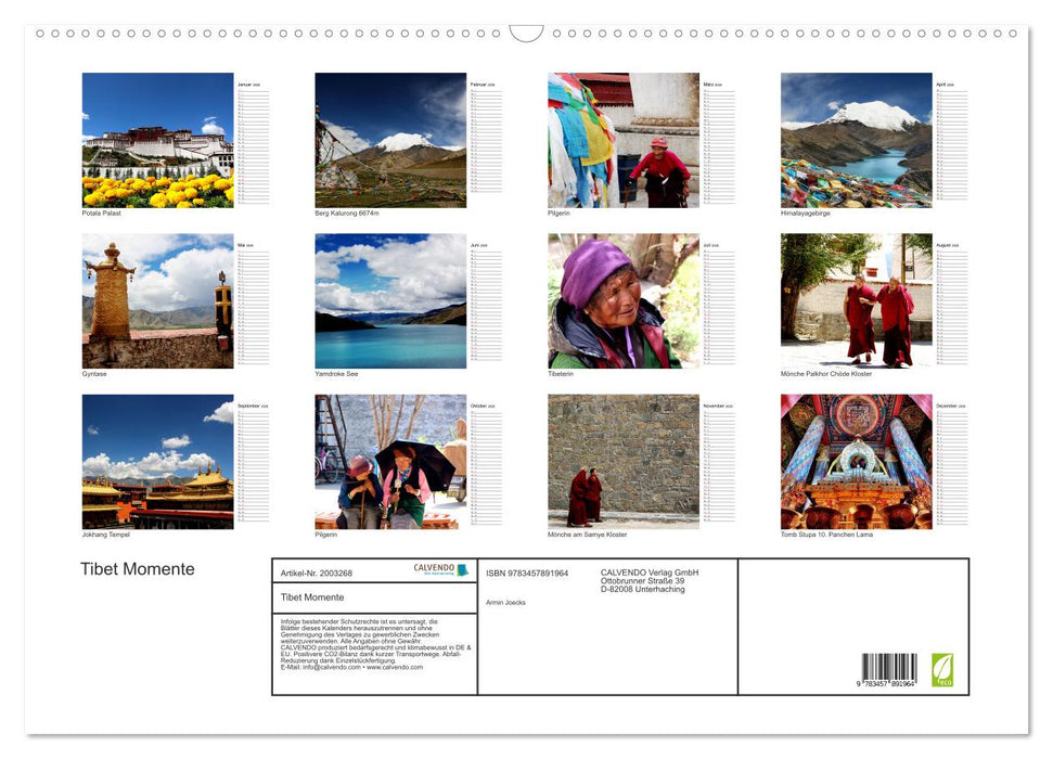 Tibet Momente (CALVENDO Wandkalender 2026)