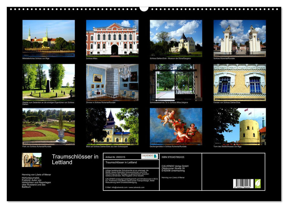 Traumschlösser in Lettland (CALVENDO Wandkalender 2026)