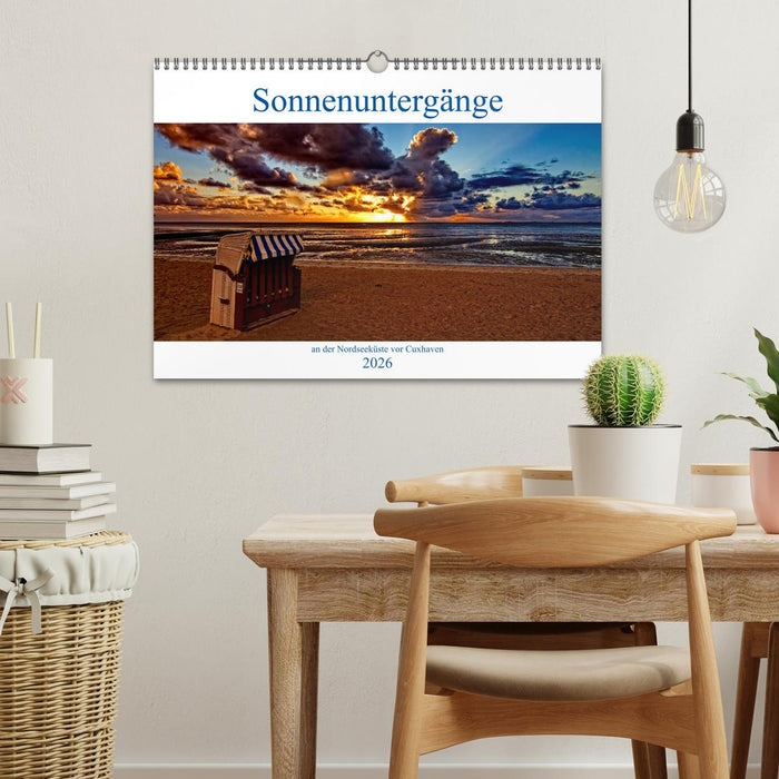 Sonnenuntergänge, an der Nordseeküste vor Cuxhaven (CALVENDO Wandkalender 2026)
