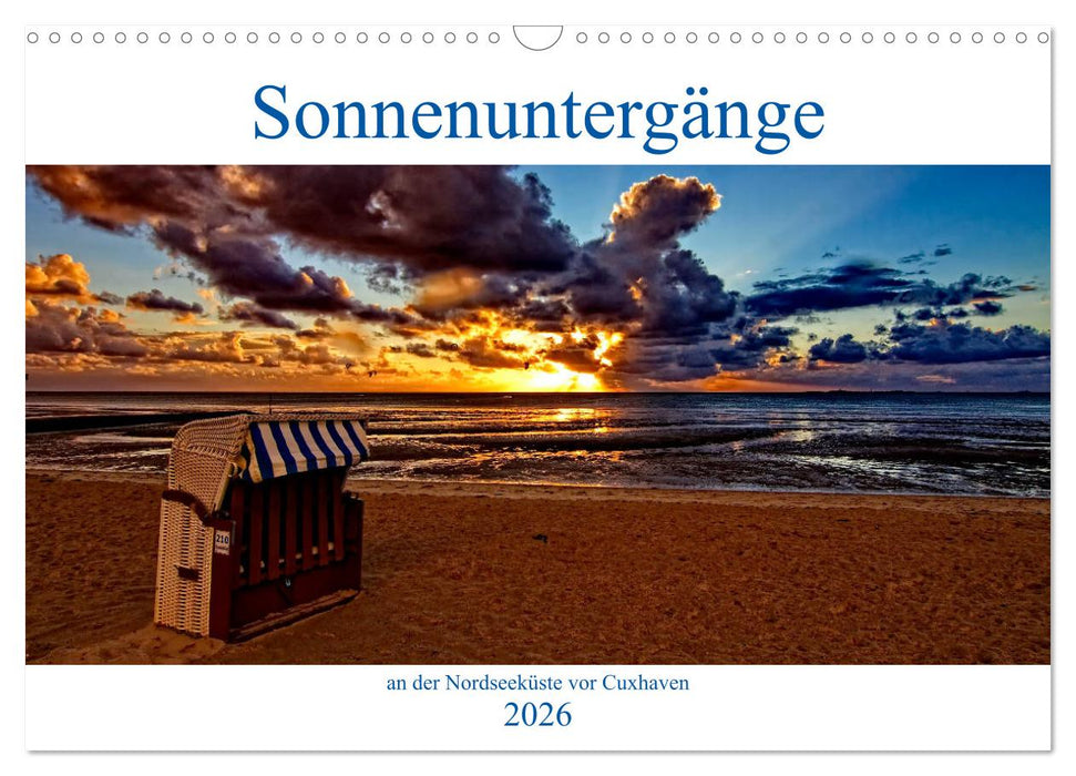 Sonnenuntergänge, an der Nordseeküste vor Cuxhaven (CALVENDO Wandkalender 2026)