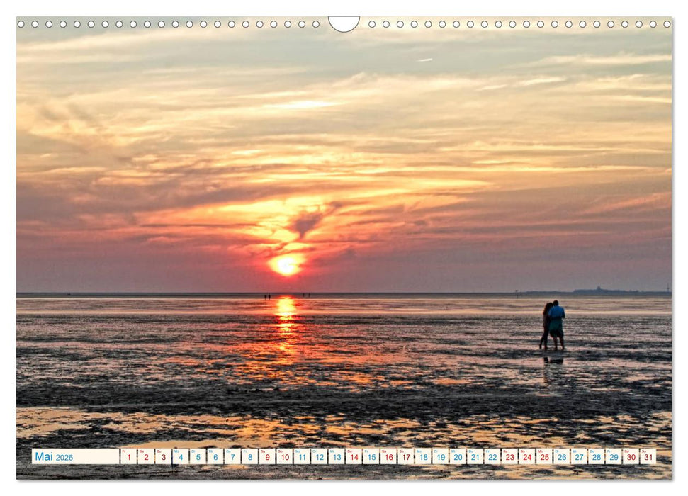 Sonnenuntergänge, an der Nordseeküste vor Cuxhaven (CALVENDO Wandkalender 2026)