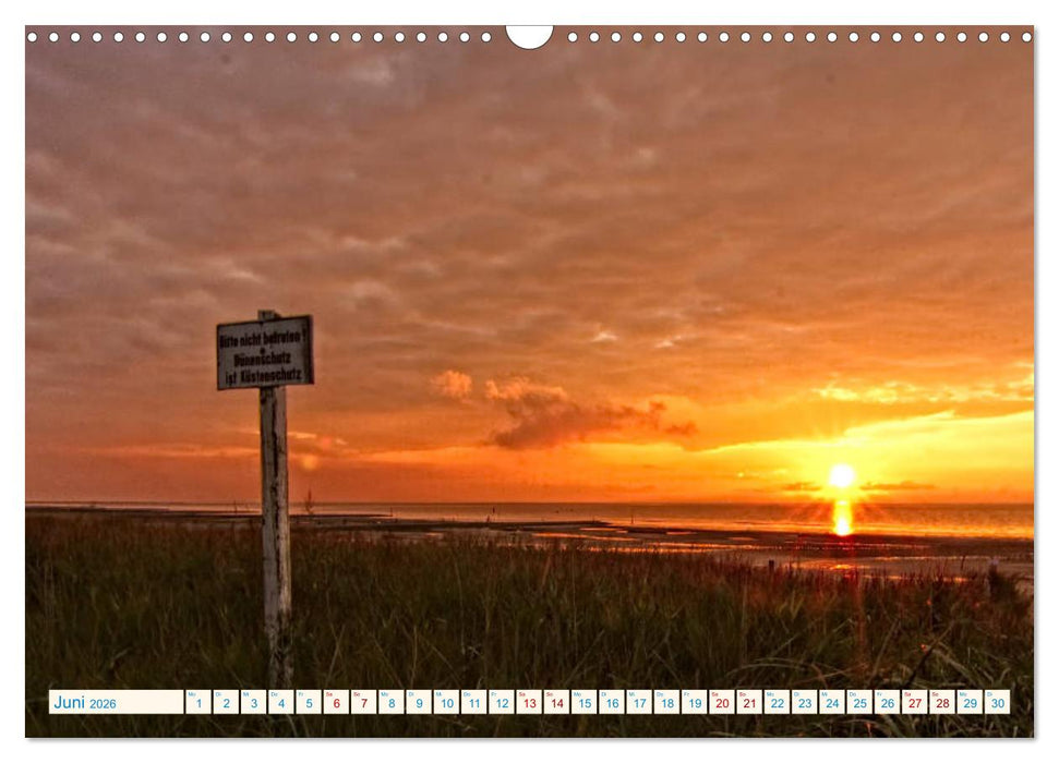Sonnenuntergänge, an der Nordseeküste vor Cuxhaven (CALVENDO Wandkalender 2026)