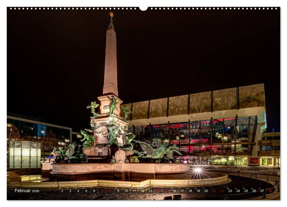 Nachts in Leipzig (CALVENDO Wandkalender 2026)