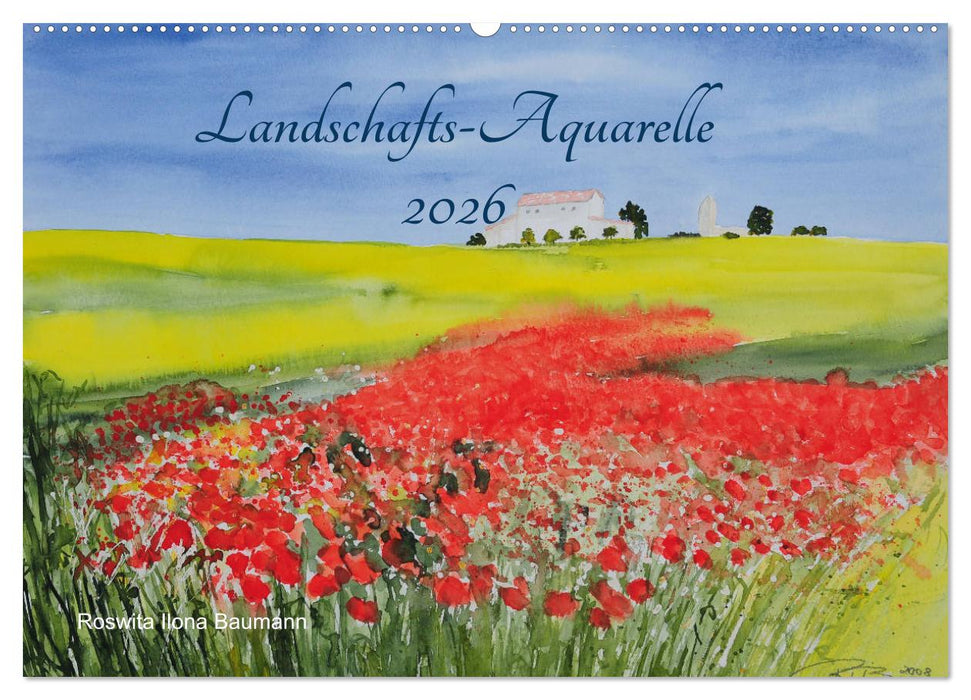 Landschafts-Aquarelle 2026 Roswita Ilona Baumann (CALVENDO Wandkalender 2026)