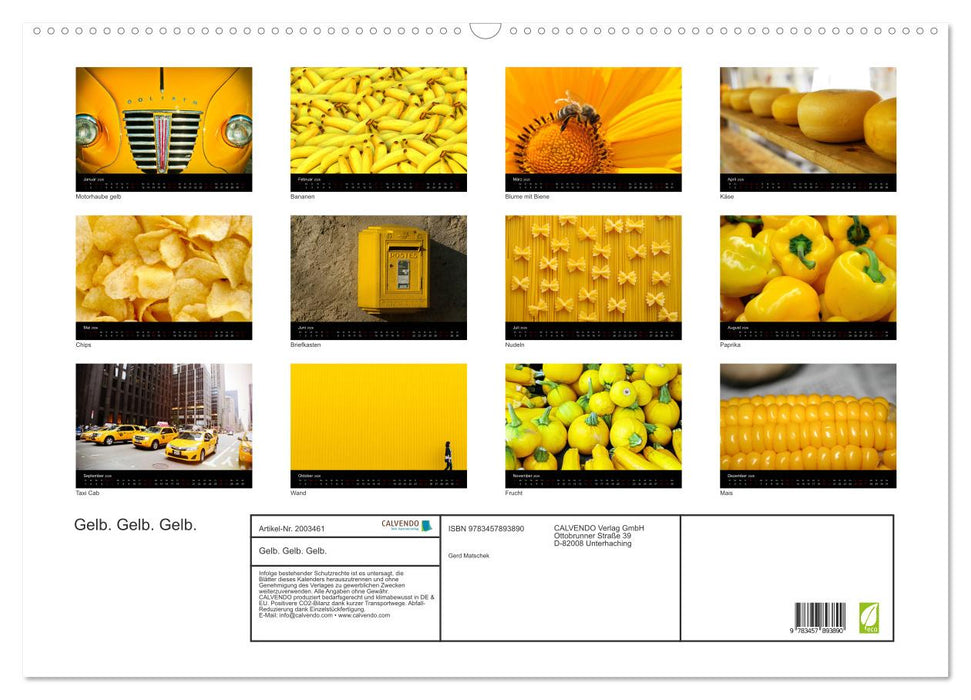 Gelb. Gelb. Gelb. (CALVENDO Wandkalender 2026)