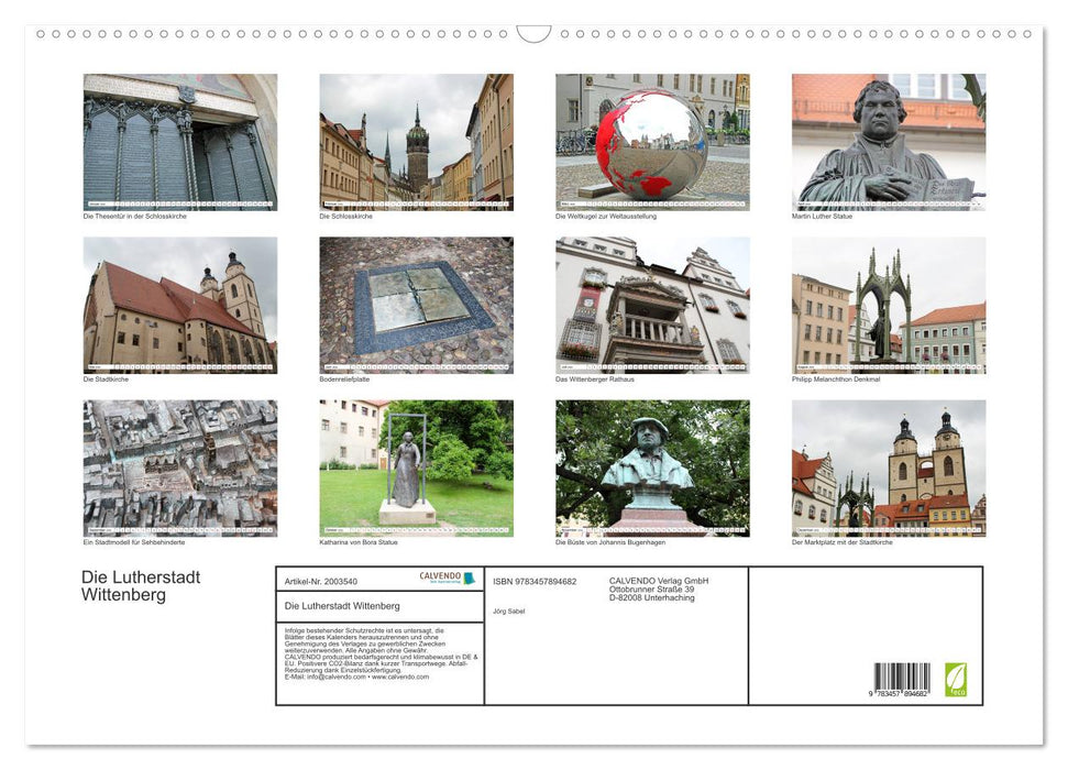 Die Lutherstadt Wittenberg (CALVENDO Wandkalender 2026)