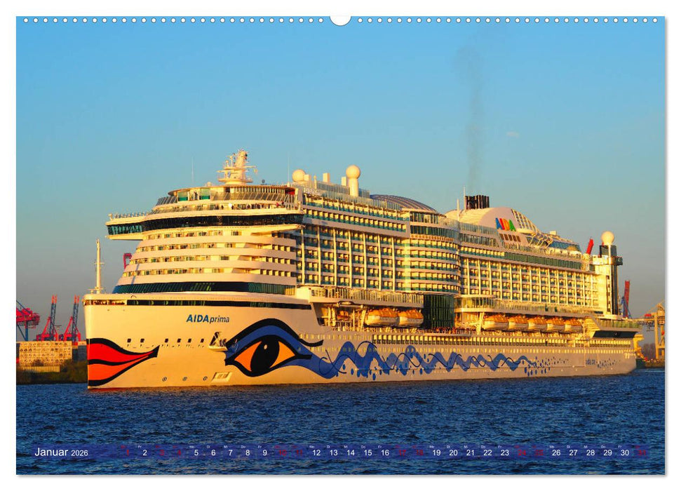 Kreuzfahrtschiffe zu Gast in Hamburg (CALVENDO Wandkalender 2026)