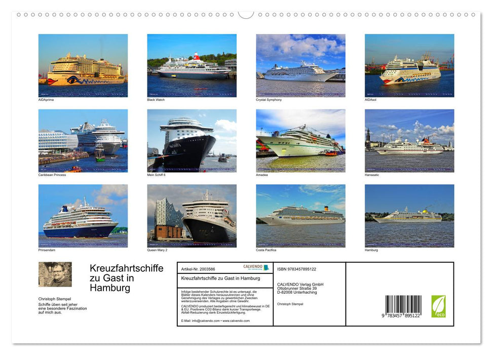 Kreuzfahrtschiffe zu Gast in Hamburg (CALVENDO Premium Wandkalender 2026)