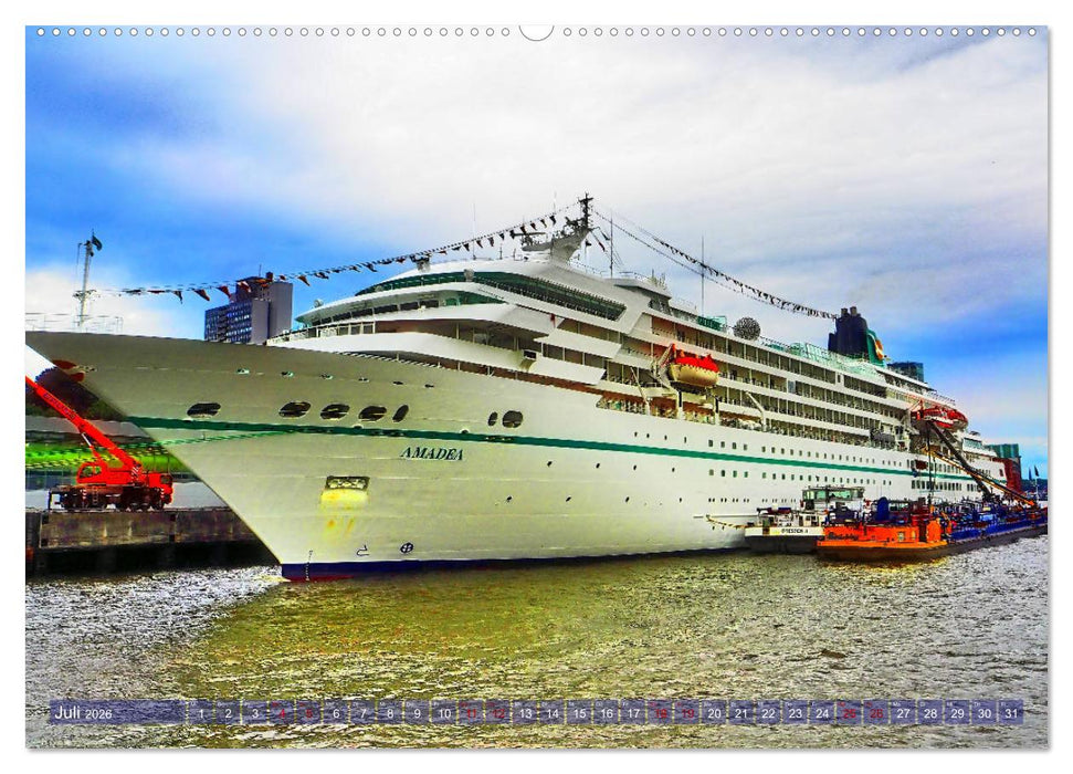 Kreuzfahrtschiffe zu Gast in Hamburg (CALVENDO Premium Wandkalender 2026)