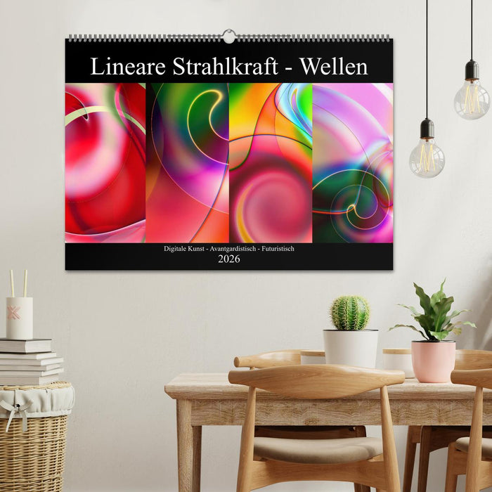 Lineare Strahlkraft - Wellen, Digitale Kunst (CALVENDO Wandkalender 2026)