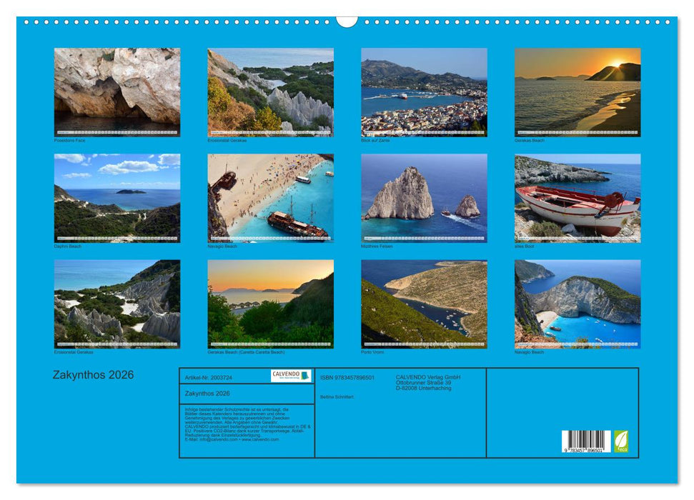 Zakynthos 2026 (CALVENDO Wandkalender 2026)