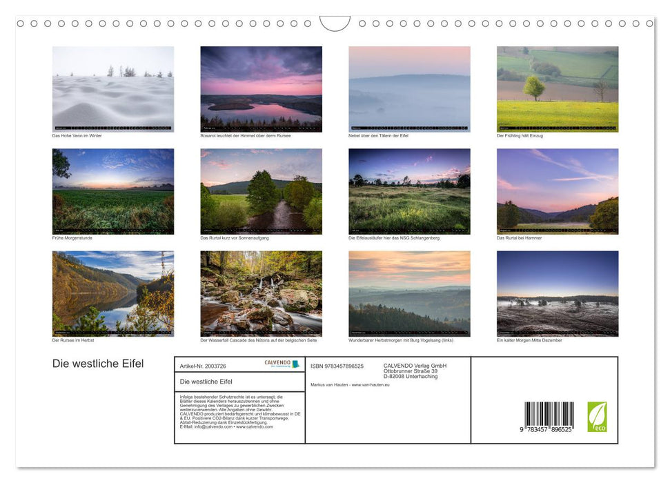 Die westliche Eifel (CALVENDO Wandkalender 2026)