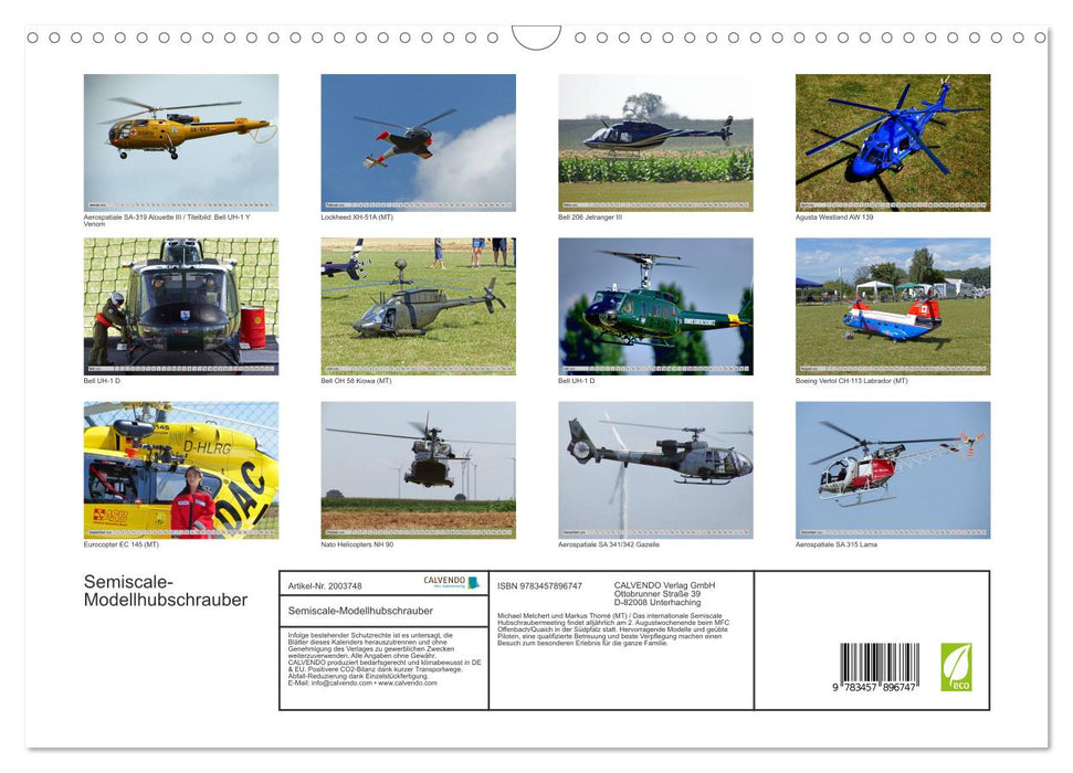 Semiscale-Modellhubschrauber (CALVENDO Wandkalender 2026)