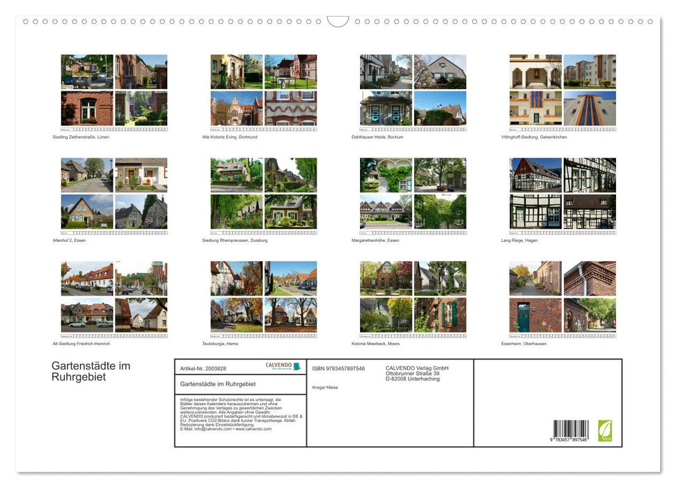Gartenstädte im Ruhrgebiet (CALVENDO Wandkalender 2026)