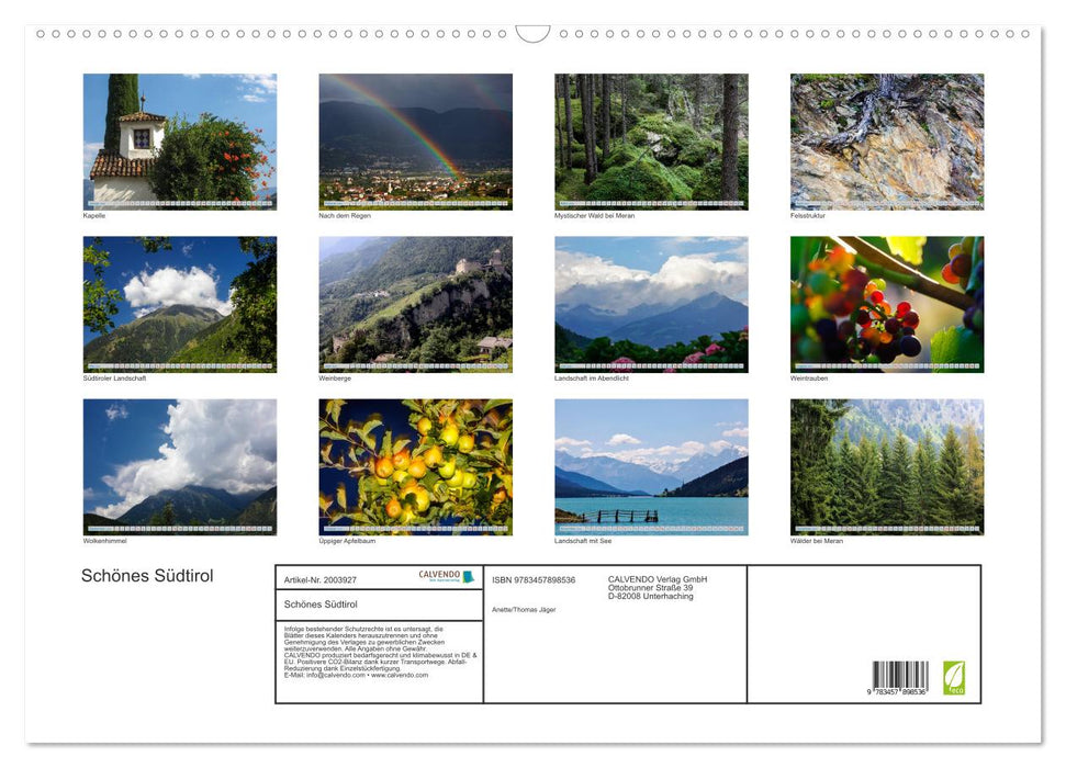 Schönes Südtirol (CALVENDO Wandkalender 2026)