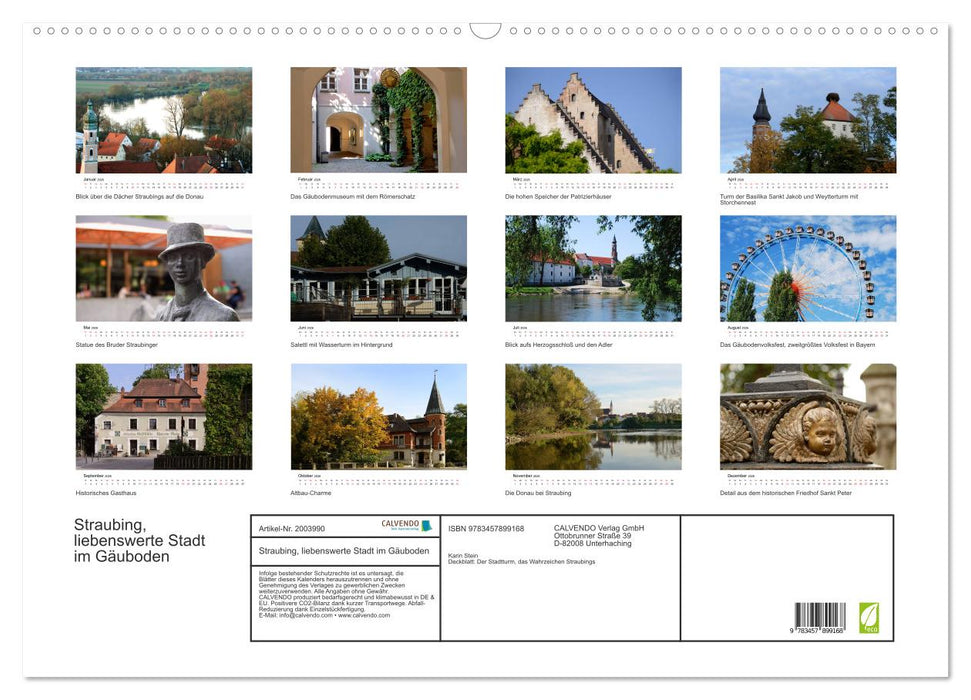 Straubing, liebenswerte Stadt im Gäuboden (CALVENDO Wandkalender 2026)