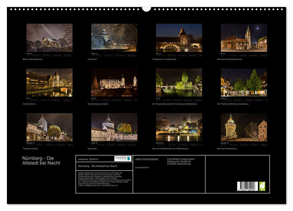Nürnberg - Die Altstadt bei Nacht (CALVENDO Wandkalender 2026)