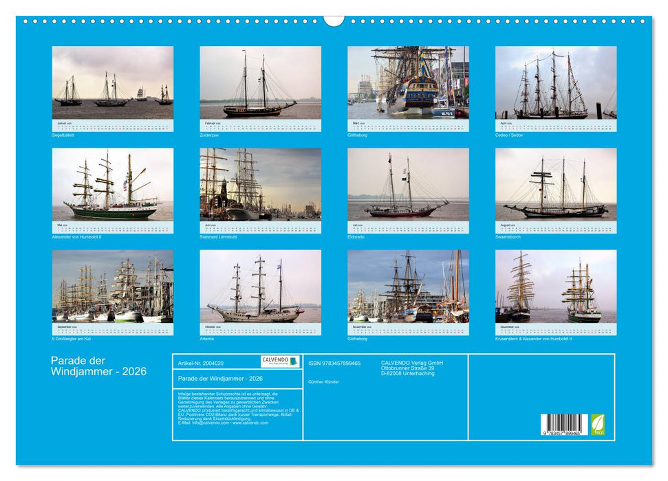 Parade der Windjammer - 2026 (CALVENDO Wandkalender 2026)