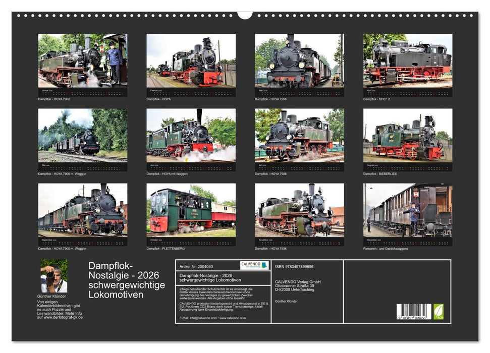 Dampflok-Nostalgie - 2026 schwergewichtige Lokomotiven (CALVENDO Wandkalender 2026)