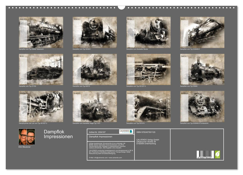 Dampflok Impressionen (CALVENDO Wandkalender 2026)