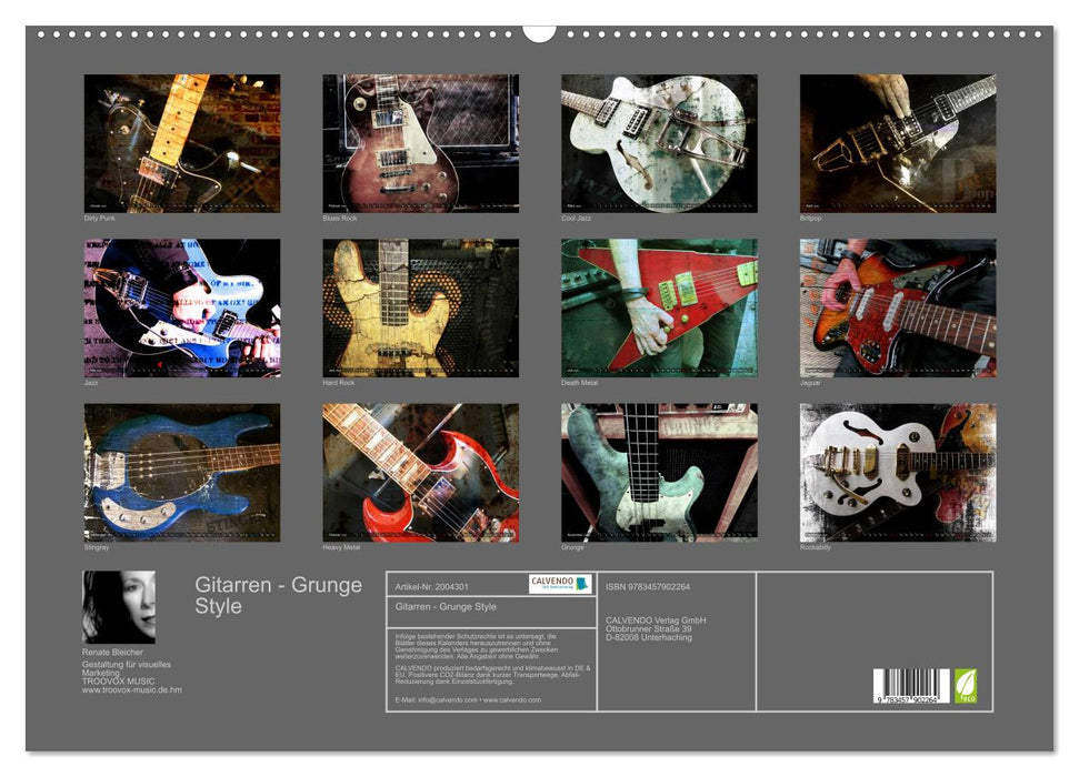 Gitarren - Grunge Style (CALVENDO Wandkalender 2026)