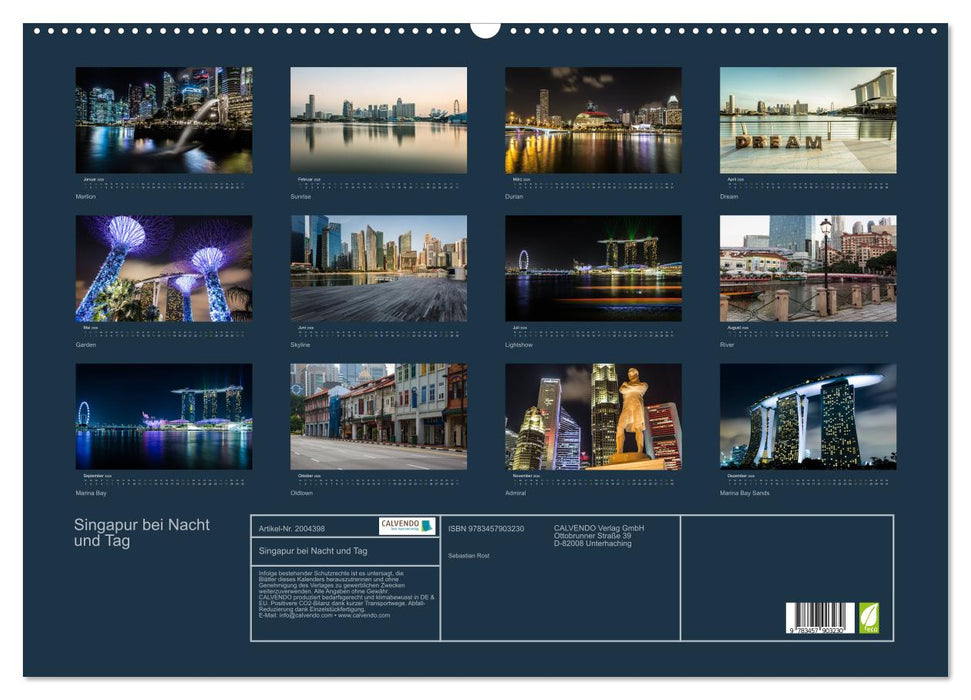 Singapur bei Nacht und Tag (CALVENDO Wandkalender 2026)