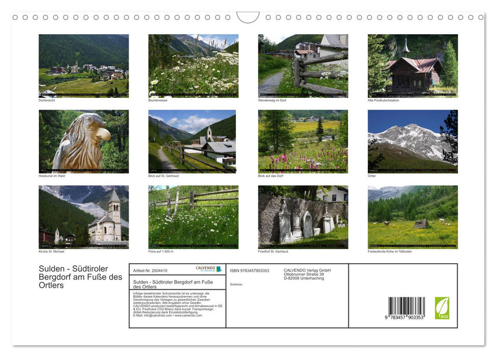 Sulden - Südtiroler Bergdorf am Fuße des Ortlers (CALVENDO Wandkalender 2026)