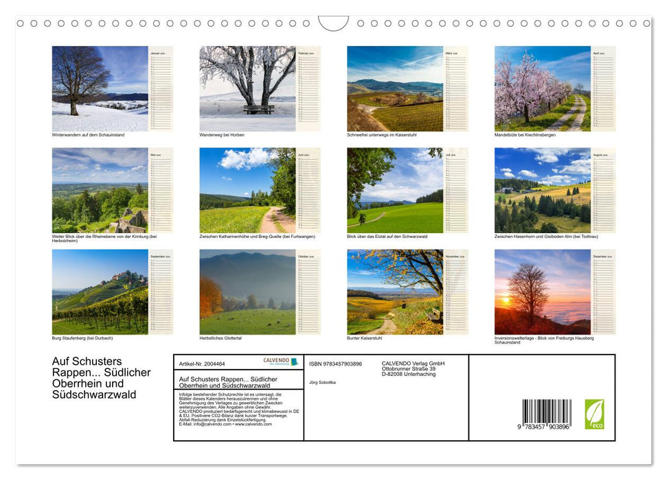 Auf Schusters Rappen... Südlicher Oberrhein und Südschwarzwald (CALVENDO Wandkalender 2026)