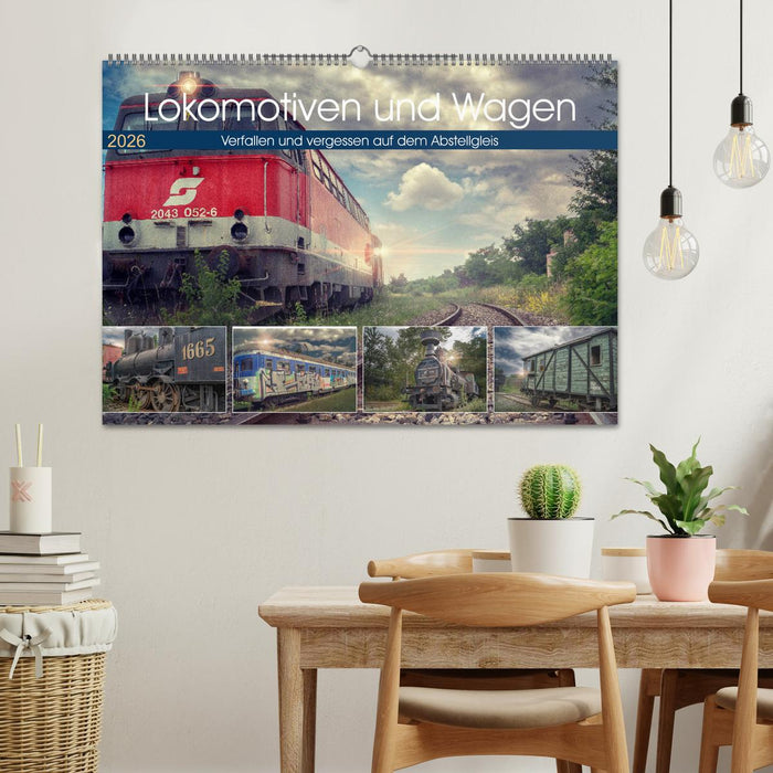 Lokomotiven und Wagen - Verfallen und vergessen auf dem Abstellgleis (CALVENDO Wandkalender 2026)