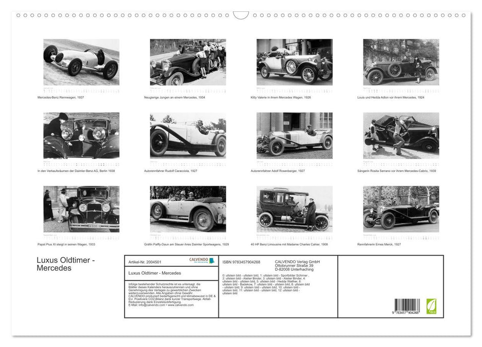 Luxus Oldtimer - Mercedes (CALVENDO Wandkalender 2026)