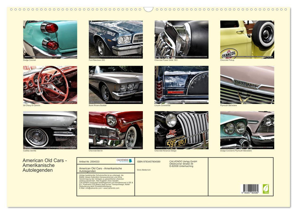 American Old Cars - Amerikanische Autolegenden (CALVENDO Wandkalender 2026)